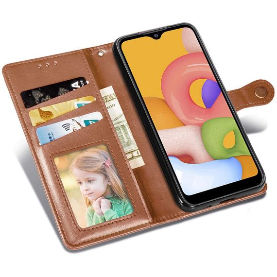 Шкіряний чохол-книжка GETMAN Gallant (PU) для Xiaomi Redmi 12C Штучна шкіра, Слот для візитки, Коричневий | Зображення 1