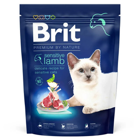 Сухий корм Brit Premium by Nature Cat Sensitive для дорослих котів із чутливим травленням, ягня 300г