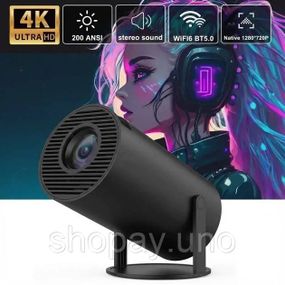 LED Проектор для дома портативный Смарт с WiFi Bluetooth Android 11 1280х720р Black JR-10