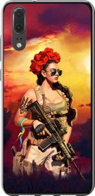 Чехол на Huawei P20 Украинка с оружием "5316u-1396-17620"