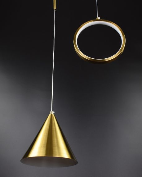 Люстра світлодіодна підвісна LED світильник для квартири на стелю лед 26846 Латунь 65-200х40х18 см. | Зображення 6