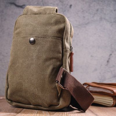 Сумка Vintage Чоловіча через плече з текстилю Оливкова (21231) | Зображення 7