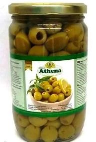 Оливки зеленые  без косточки крупные ATHENA, 360г, Турция, банка стеклянная