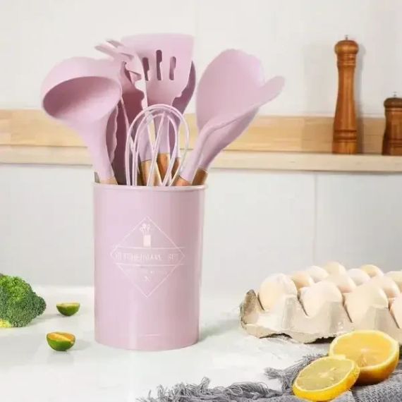 УЦЕНКА! Набор принадлежностей силикон 12 предметов Kitchen Set RD-1204 Розовый (Плохая упаковка,трещина 3054) | Зображення 3