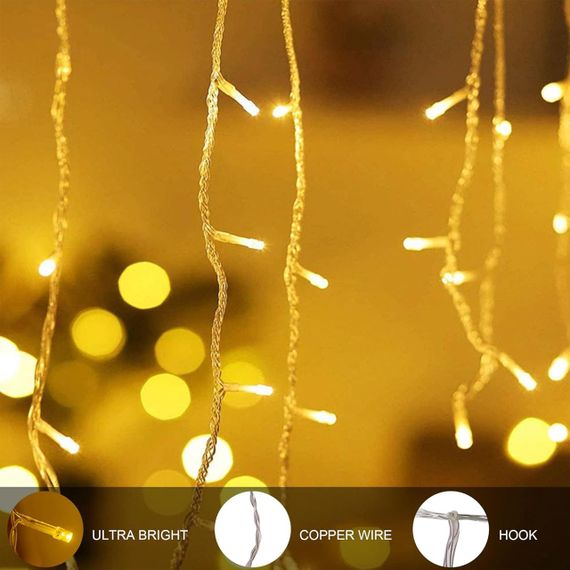 Гірлянда, світлодіодна, різдвяна, 8 режимів освітлення, тепле біле світло, таймер, IP44 | Зображення 2