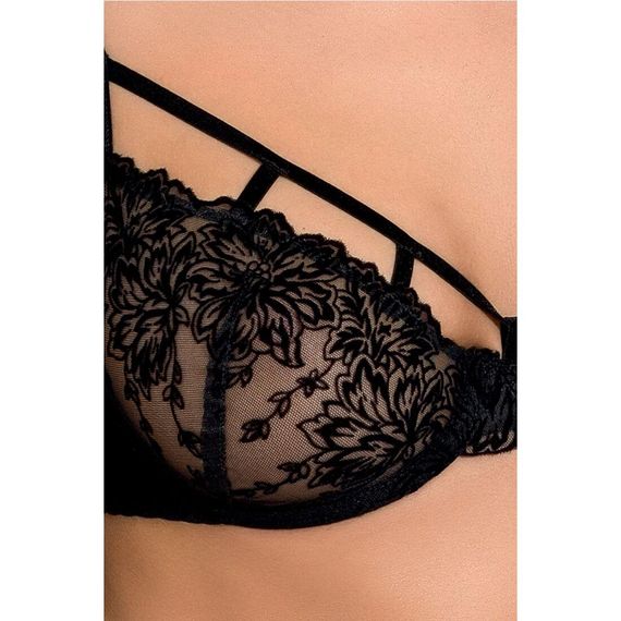 Комплект білизни Passion Exclusive HAYA SET XXL/XXXL, black стрінги, ліф, пояс для панчох | Зображення 4