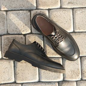 Casual мужские туфли. Черные кожаные дерби для важных событий! 40 размер