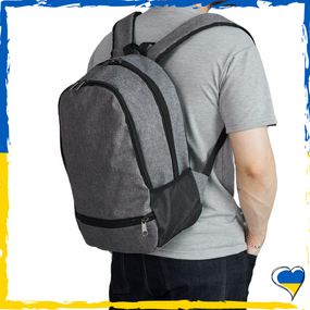 Рюкзак серый вместительный. Рюкзак на 2 отделения. Унисекс, качественный. Для ноутбука и школы