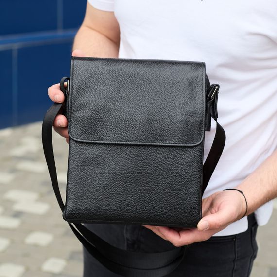Сумка месенджер 21.5x25x7 шкіряна барсетка для чоловіків Tiding Bag 35775 чорна | Зображення 6