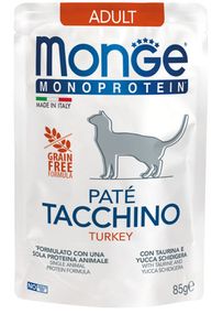Корм Monge Cat Wet Monoprotein Tacchino вологий з індичкою для дорослих котів 85 гр