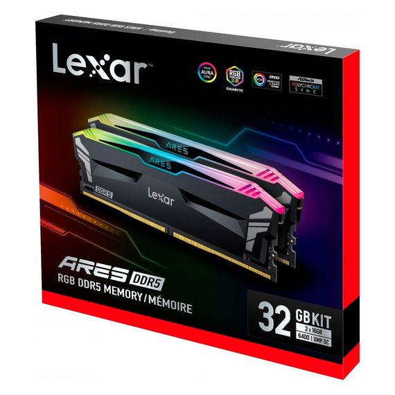 Модуль пам&#039;яті для комп&#039;ютера DDR5 32GB (2x16GB) 6400 MHz Ares RGB Black Lexar (LD5EU016G-R6400GDLA) | Зображення 4