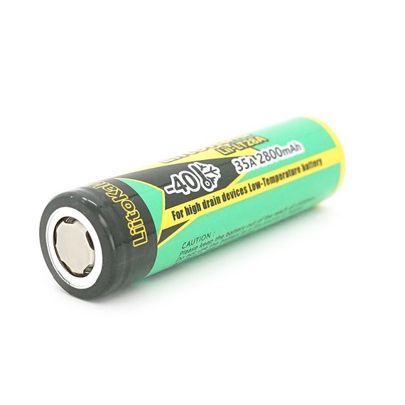 Акумулятор 18650 Li-Ion LiitoKala LT28A, 2800mAh , 35A, 3.7V (2.5-4.2V), 18.3*65.05mm, LowTemp-40-60℃, Black/Green | Зображення 1