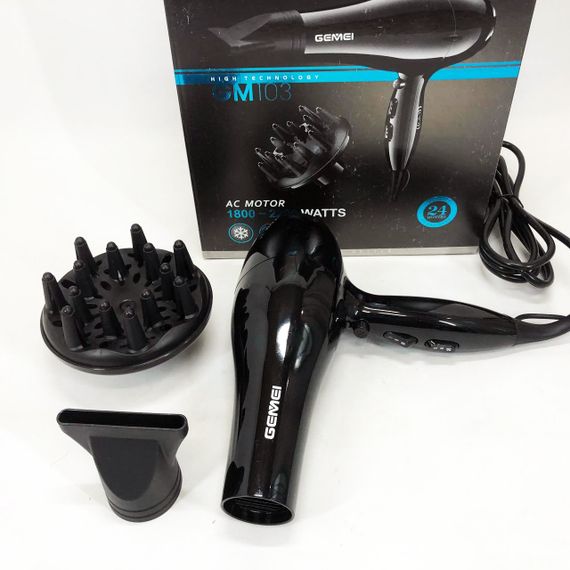 Фен для разных типов волос Gemei GM-103 2200 Вт, Хороший фен для дома Малошумный укладки волос UX-64 | Зображення 2