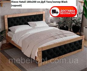 Кровать Natali 180х200 см Дуб Тахо/велюр Black (черный) выбор цвета обивки