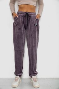 Спортивные штаны велюровые женские на флисе, цвет сливовый, 238R58649-1