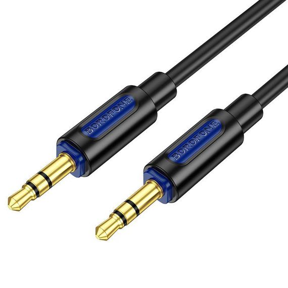 Аудіо кабель Aux Borofone BL20 True sound silicone (1m) Black | Зображення 1