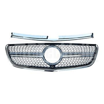 Решетка радиатора Mercedes Benz W447 15-20 (хром/cеребро (c отв. камеры))+верхняя планка) Diamond,