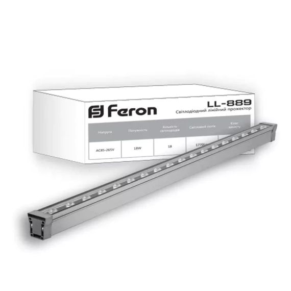 Прожектор архітектурний лінійний Feron 18W 2700K 85-265V металік IP 65 LL-889