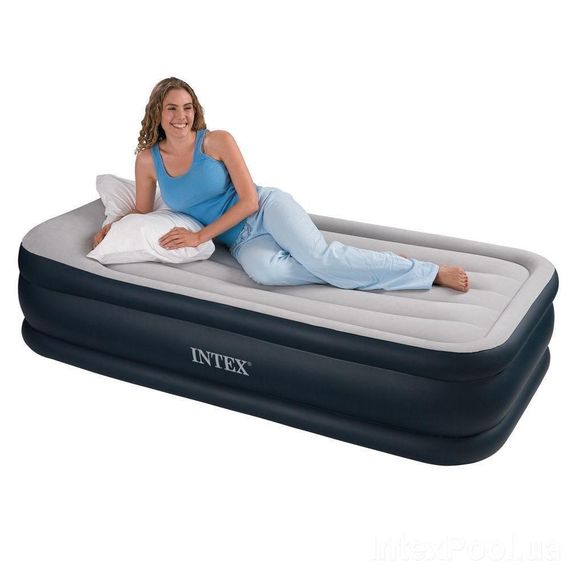 Односпальная велюр кровать Intex (64132) 191х99х42 см , с встроенным эл насосом 220В