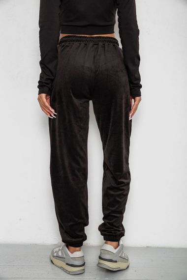 Спортивные штаны велюровые женские на флисе, цвет черный, 238R58645 | Зображення 3