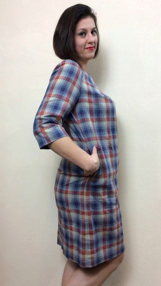 Картате плаття з кишенями П246 | Зображення 2