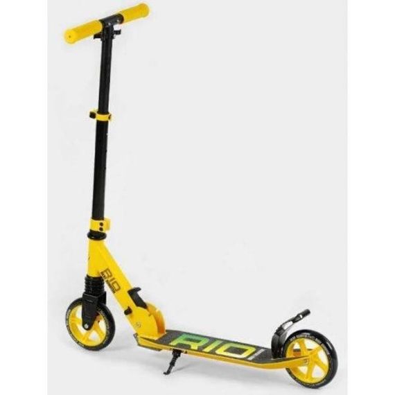 Самокат двоколісний з алюмінієвим гальмом R-35959 Best Scooter Чорний з жовтим.