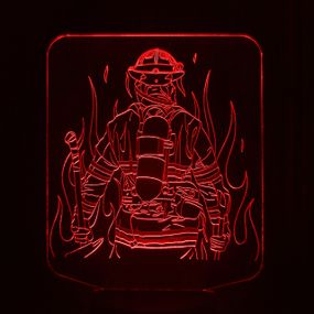 Акриловый светильник-ночник Пожарник красный tty-n001390