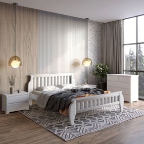Двоспальне дерев&#039;яне ліжко Mebigrand Прага Білий 160х200 см (MBG-9565)