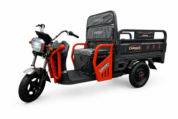 Электротрицикл Crosser CARGO 13 1000W 60V 45Ah, грузовой электроскутер самосвал до 400 кг | Зображення 5