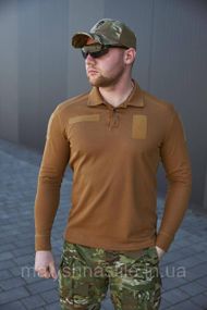 Футболка поло довгий рукав койот CoolPas