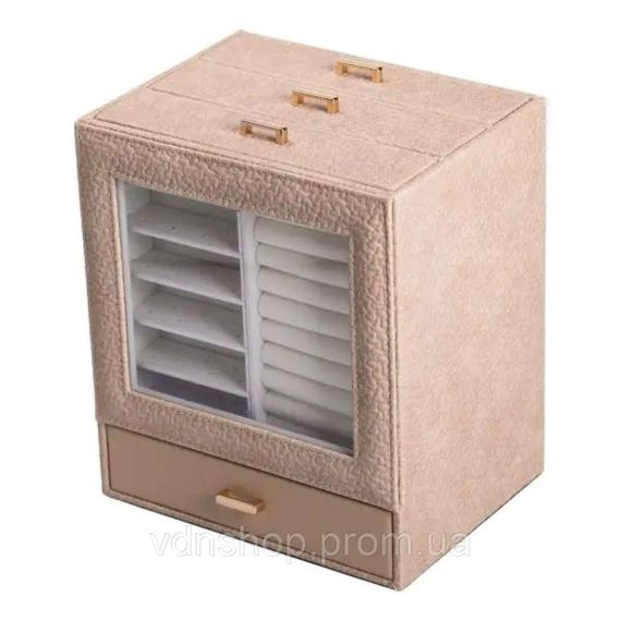 Шкатулка для украшений из эко кожи 3 яруса органайзер для ювелирных изделий HP-5-16CR | Зображення 5