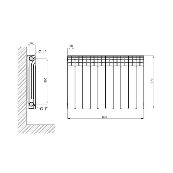 Радиатор биметаллический Thermo Alliance Bi-Vulcan 500/96 1,6 кг | Зображення 1