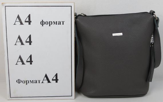 Жіноча наплічна шкіряна сумка Borsacomoda сіра 878.021 | Зображення 6