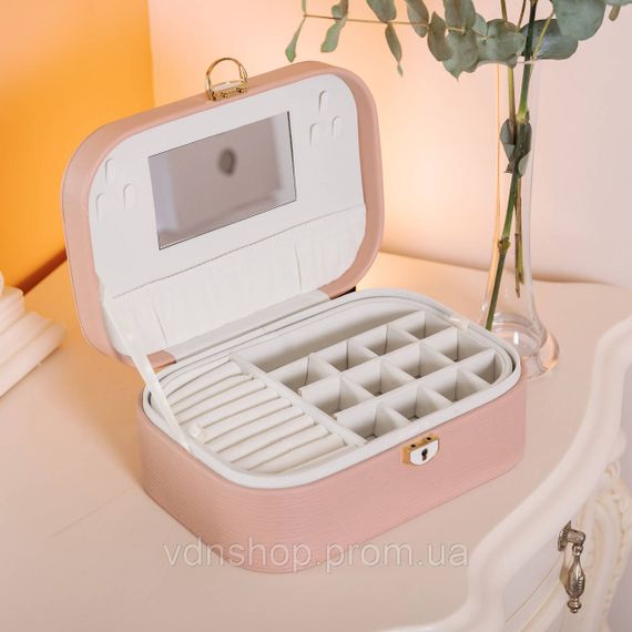 Скринька для прикрас з еко шкіри 2 яруси із замком органайзер для ювелірних виробів HP-5-1P | Зображення 5