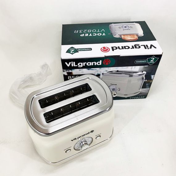 Тостер для хліба побутовий ViLgrand VT0823R 850 Вт, Тостер для будь-якого хліба компактний SJ-25 | Зображення 3
