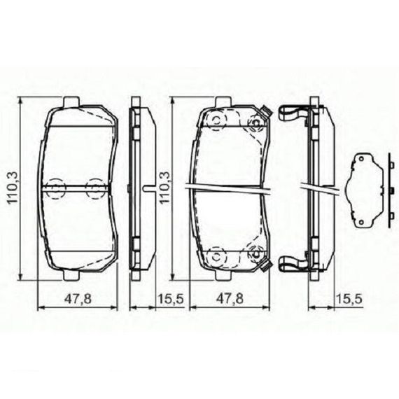 Гальмівні колодки Bosch дискові задні TOYOTA Prius/Corolla/Yaris "R "07>> 0986494328 | Зображення 1