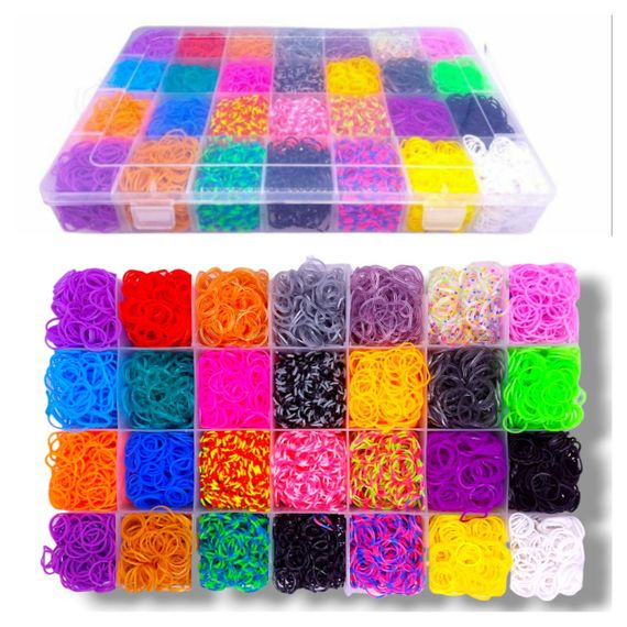 Набор резинок для плетения браслетов Loom Bands 12000 шт 28 цветов кейс с крючками и рогаткой | Зображення 1