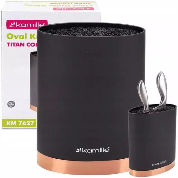 Підставка Kamille Black&Rose, колода для ножів 16х7х22см з поліпропіленовим наповнювачем | Зображення 2