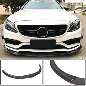 Накладка на передній бампер Lip V1 (для SD C63 AMG 2015-2019, Карбон) для Mercedes C-сlass W205 рр