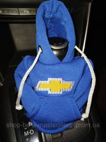 Чехол кофта Худи аксессуар на КПП Car Hoodie Шевроле Chevrolet синий подарок автомобилисту 10070