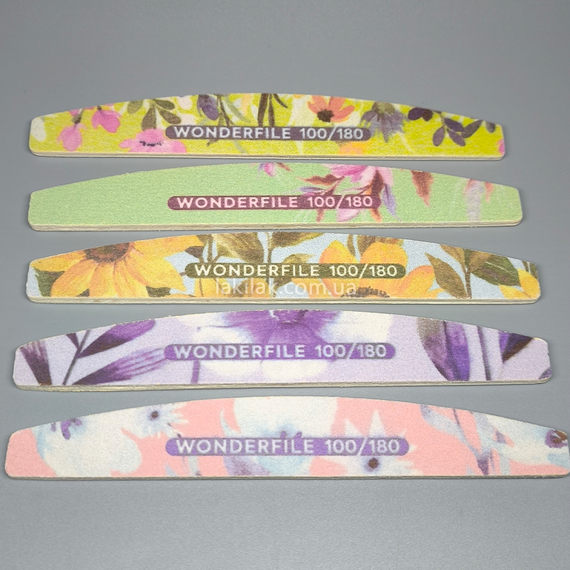 Пилка для ногтей Wonderfile 100/180 с принтом (цвет случайный)