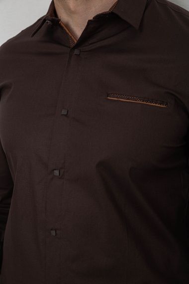 Рубашка мужская, цвет коричневый, 214R7094 | Зображення 5