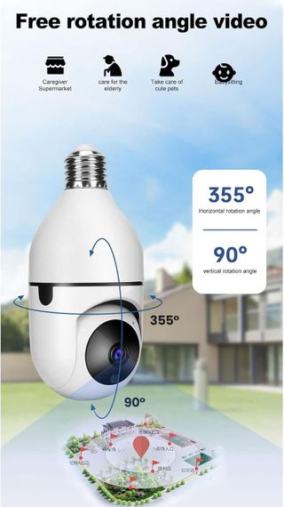 Безпровідна WiFi камера SH-RuiDu, панорамна камера безпеки у формі лампочки з двостороннім зв'язком для дому | Зображення 5