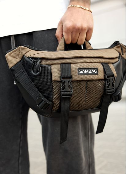 Велика чоловіча сумка бананка Sambag DynamicDart горіх 38 × 21 × 7 см (80411119m) | Зображення 3