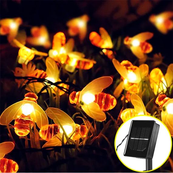 Сонячна гірлянда "Бджілки" 30 ламп 4,5 м, теплий-білий