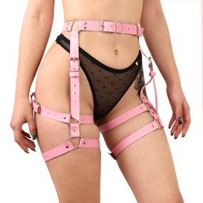 Гартери Art of Sex Claire, натуральна шкіра, колір рожевий, L-2XL