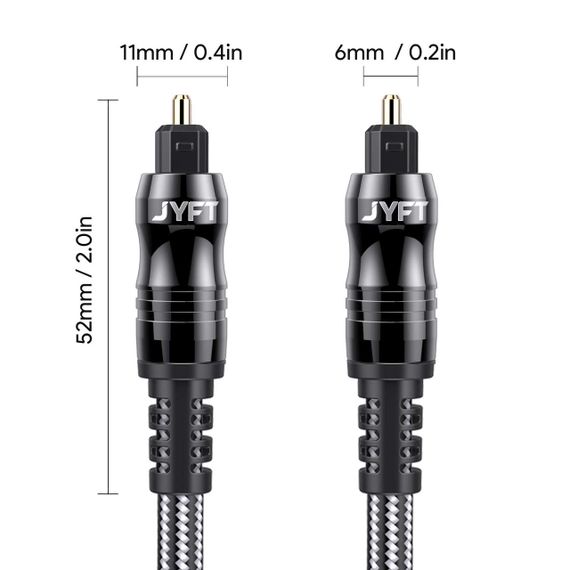 Оптичний аудіокабель JYFT Toslink SPDIF 1.8м, кабель для ТВ, PS4, Xbox, Soundbar, Dolby Digital 5.1 | Зображення 3