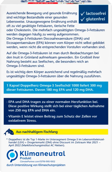 Доппельгерц Омега-3 1000мг. Doppelherz Omega-3 1000 мг. жир морської риби, 80 капсул | Зображення 3