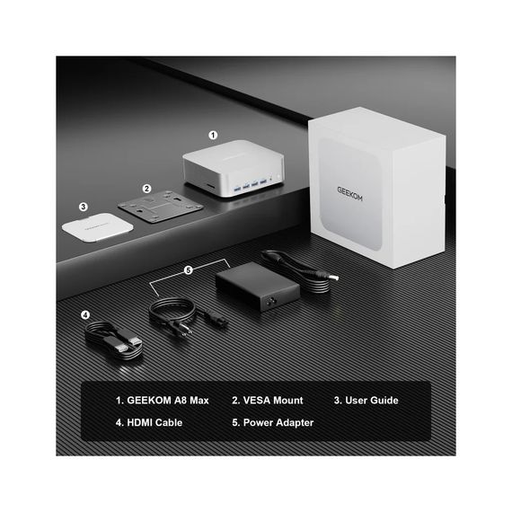 Компьютер GEEKOM Mini PC A8 / Ryzen7 8745HS, 32, 1TB, Radeon 780M, W11Pro (GMA8R78745HS-321T-EU) | Зображення 9