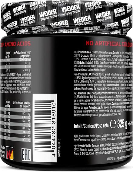 Амінокислотний комплекс Weider Premium EAA Zero 325 g (Peach iced tea) | Зображення 1